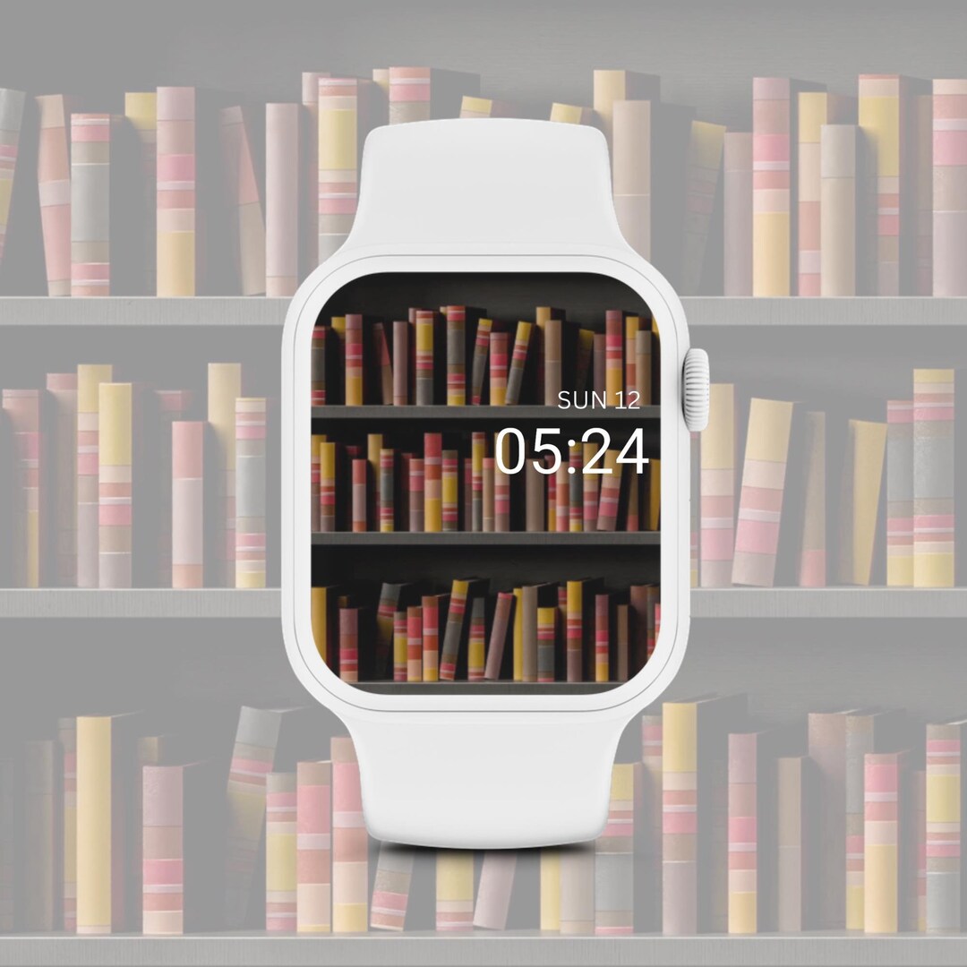 Books Apple Watch Face, Library Watch Wallpaper, Book Shelf Background
