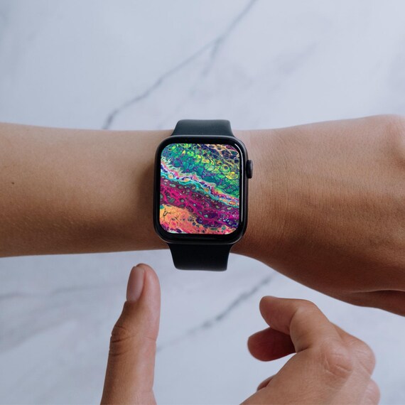 Marble Apple Watch Face Oil Slick Watch Wallpaper Pattern Background Colorful Apple Watch Screen Etsy UK