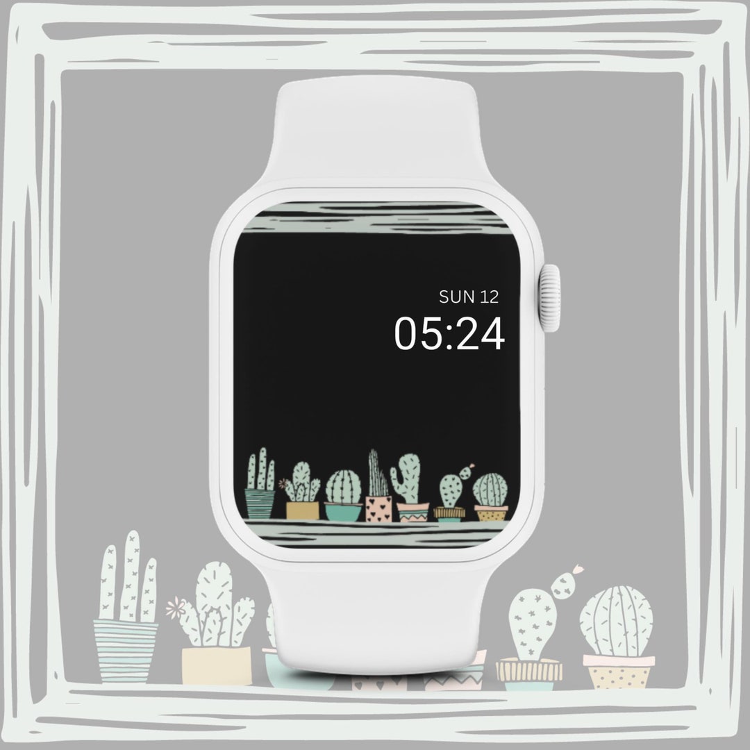 Cactus Apple Watch Face, Boho Watch Wallpaper, Cacti Background, Nature