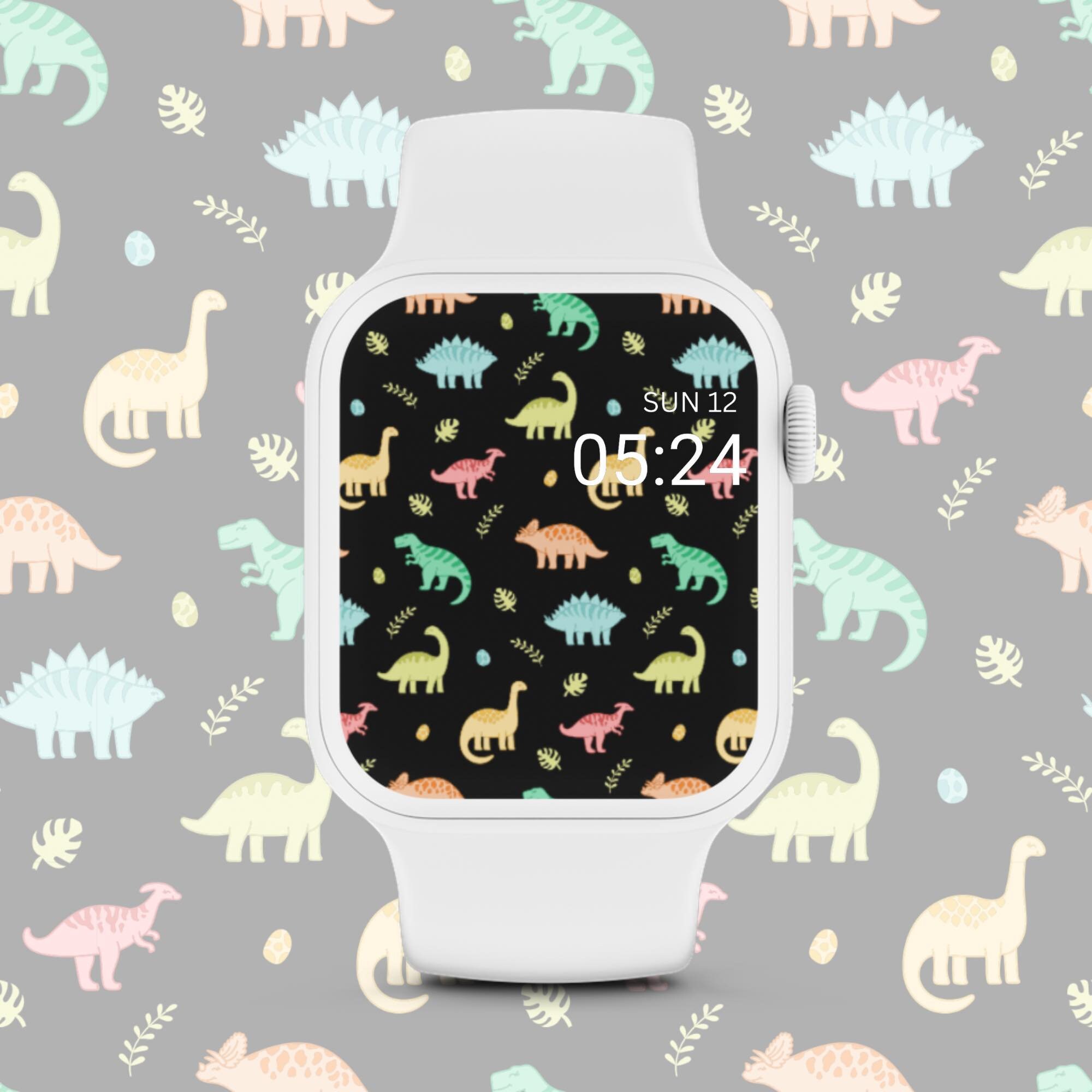 Dinosaur Print Apple Watch Face Dinosaurs Watch Wallpaper Prehistoric Animal Background Colorful Jurassic Apple Watch Screen Etsy UK