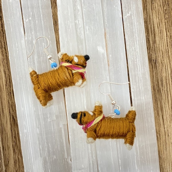 Dog Lover stocking stuffer- Guatemalan Made Worry Dog Fabric Earrings  - Dog Mom Gift - Cute Earring Collection- Worry Dog