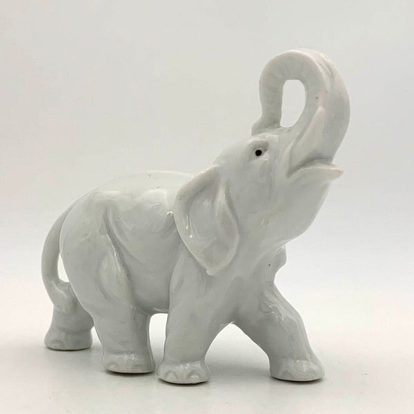 Statuette éléphant vintage en porcelaine allemande - Années 1960