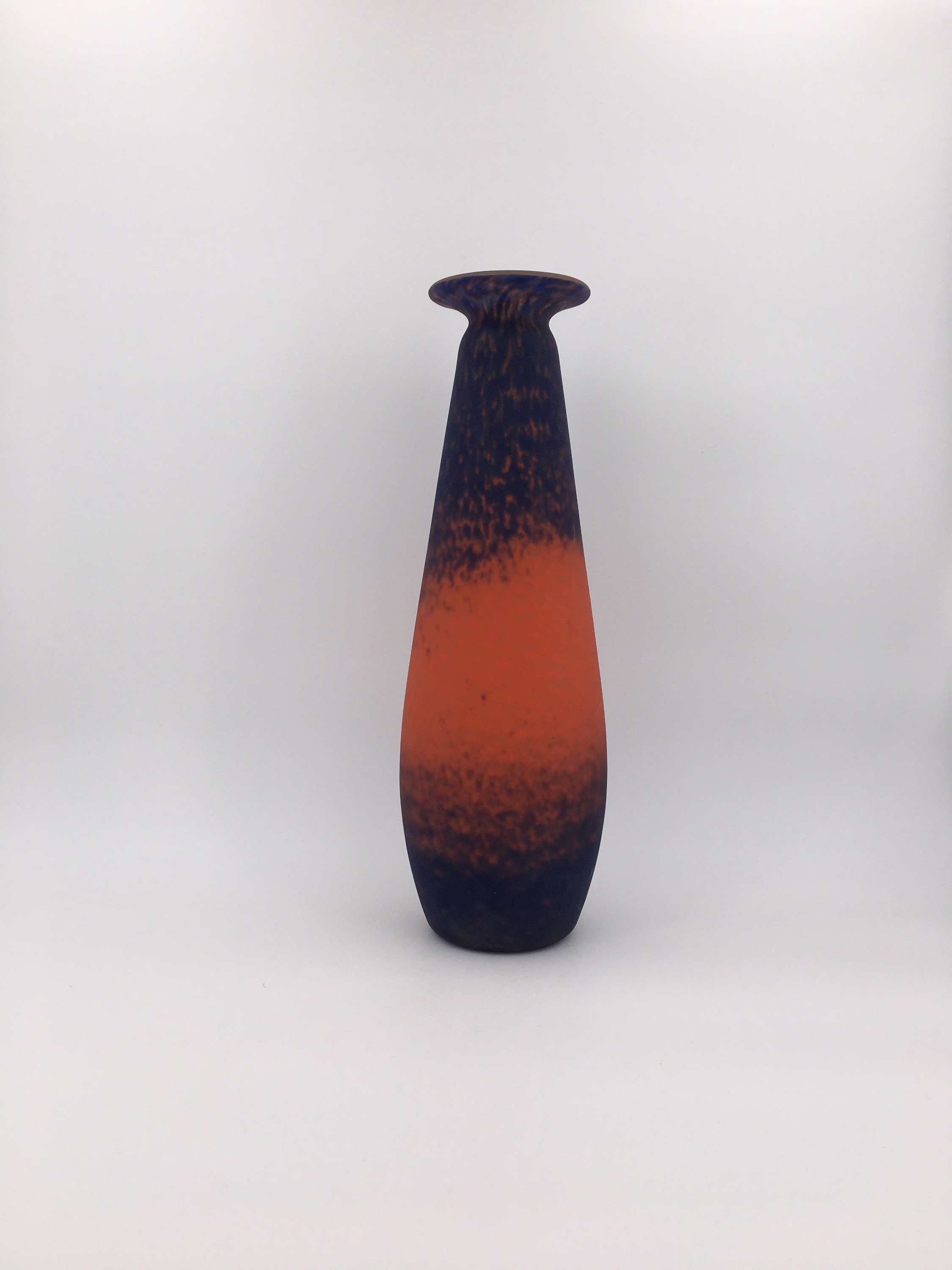 Haut Vase Art Déco en Verre Marmoréen, Dans Le Goût de Muller Frères - French Glass Paste Vase