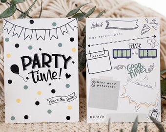 Invitation cards children's birthday for girls and boys, teenager party invitations for older children to fill out