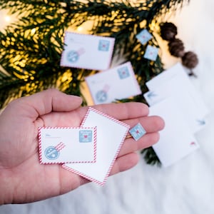 DESCARGAR Mini Secret Santa Letters Set para imprimir | Sobres, papelería y sellos | Accesorios de Papá Noel secreto | Archivo PDF DIN A4