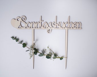 Caketopper Sonntagskuchen, Cake Topper aus Holz, Tortenstecker, Kuchen, Torte, Deko, Sonntag, Made in Germany - Variante 2