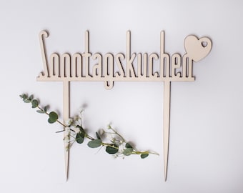 Caketopper Sonntagskuchen, Cake Topper aus Holz, Tortenstecker, Kuchen, Torte, Deko, Sonntag, Made in Germany - Variante 1