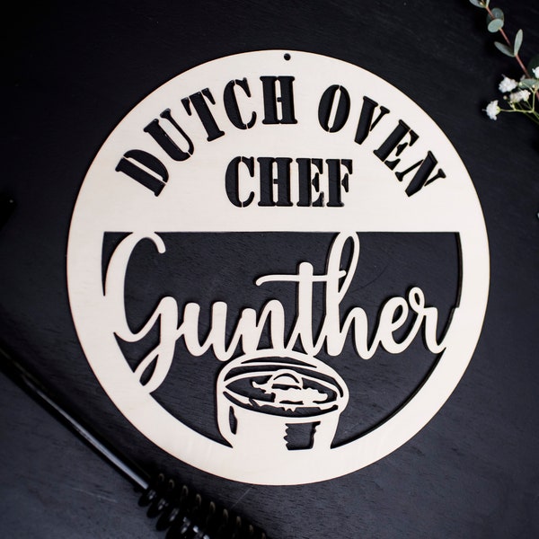 Personalised lettering for the Dutch Oven - Grill - Grill - Wooden sign - Chef - Grilling - Man, Dad - Men's Square Dutchoven