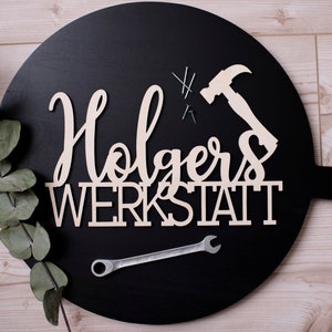 Personalized lettering for the workshop - workbench - craftsman - first name - wooden sign - hobby - husband, dad, grandpa - men's place