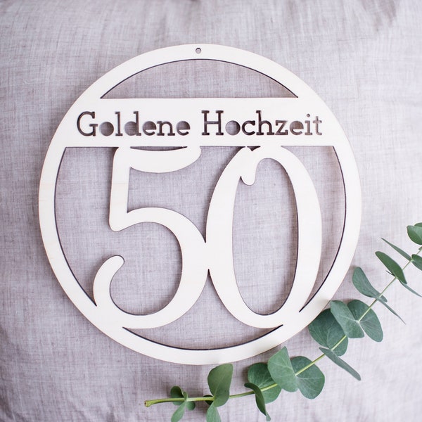 Goldhochzeit, Goldene Hochzeit, 50 Jahre, Holzschild zur Hochzeit, Hochzeitsschild, Hochzeitsgeschenk