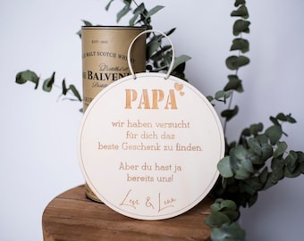 personalisiertes Schild aus Holz zum Vatertag für den Papa, Holzschild, Danke Papa, Geschenkidee, Bester Papa / Vater