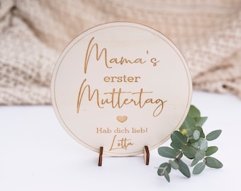 Personalisiertes Schild aus Holz Mamas erster Muttertag oder Papas erster Vatertag