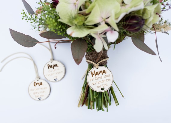 2 Memorial Anhänger Für Brautstrauß - Mit Foto Für Persönliche Hochzeitserinnerung