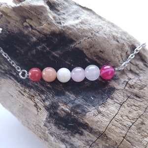 Lesbian Pride Crystal Bar Necklace, LGBT, Gay and LGBTQ+ Jewelry, 18 Inch Stainless Steel Chain