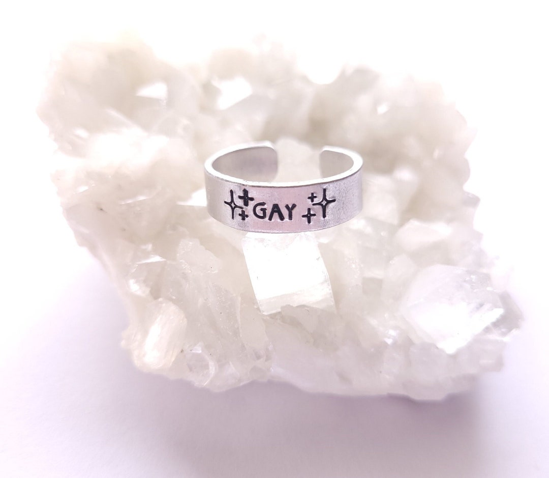 Identity Female Rings Pride Identity Sparkle Ring, Gay, LGBTQ+, Adjustable Aluminum Ring - Etsy