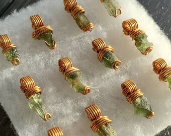 Genuine Moldavite Pendant || Brass Wire Wrapped Pendant || Natural Raw Genuine || Includes Certificate of Authenticity!