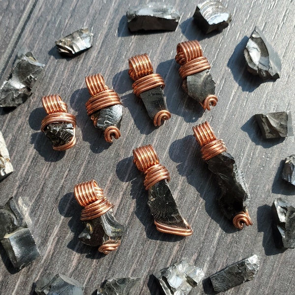 Elite Shungite Copper Wire Wrapped Pendant || Pick-Your-Own || Genuine from Russia and Has Been Tested! || Noble Shungite Pendant