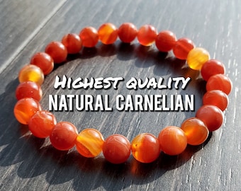 Natural Carnelian Bracelet || HIGH QUALITY Carnelian! || Deep Red Hues Including Natural Patterning || 8mm Beads