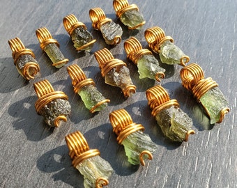 Genuine MOLDAVITE Pendant || Pick-Your-Own Brass Wire Wrapped Pendant || Natural Raw Real Authentic || Includes CERTIFICATE of AUTHENTICITY