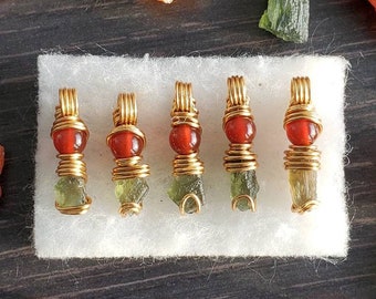 MOLDAVITE & CARNELIAN Pendant Necklace || The FLAMING Combo