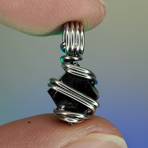 Elite Shungite Pendant || Silver Copper Wire Wrap || Genuine Elite Shungite  from Russia and Has Been Tested! || Noble Shungite Pendant