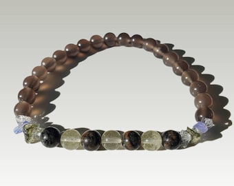 Moldavite, Phenakite, Libyan Desert Glass Tektite, Cintamani, Herkimer Diamond & Tanzanite Bracelet || TOP GRADE 6mm Beads Stretch Bracelet