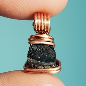 Dainty Elite Shungite Pendant || Pure Copper Wire Wrap || Genuine Elite Shungite from Russia and Has Been Tested! || Noble Shungite Pendant