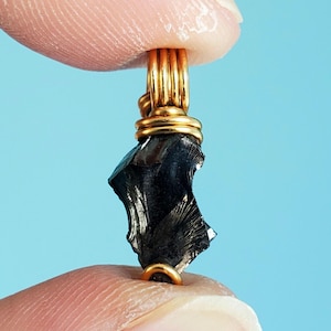 Dainty Elite Shungite Pendant || Brass Wire Wrapped Pendant || Genuine Elite Shungite from Russia, Has Been Tested || Noble Shungite Pendant