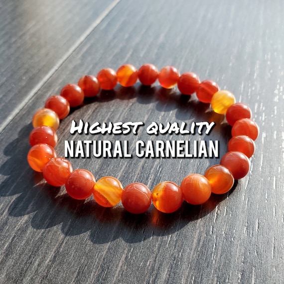 Natural Carnelian Bracelet || HIGH QUALITY Carnelian! || Deep Red Hues Including Natural Patterning || 8mm Beads