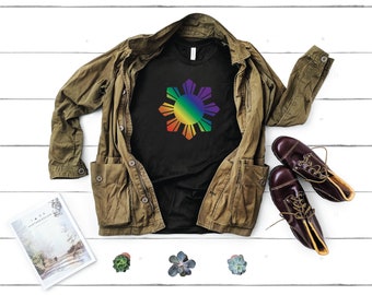 Filipino Sun Pride Rainbow Camisa, camisa filipina, regalo filipino, camisa de orgullo,