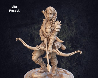 Female Archer Lila Miniature: Dragon Trappers Lodge RPG D&D and other TTRPGs Figure