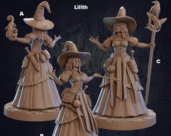 Female Witch Lilith Miniature, RPG Resin Model for D&D and other TTRPGs