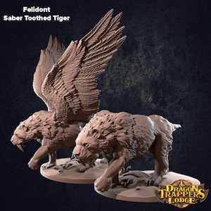 Felidont Saber Toothed Tiger - Dragon Trappers Lodge D&D RPG Miniatures (Dungeons and Dragons, Pathfinder, Wargaming, Tabletop Games)