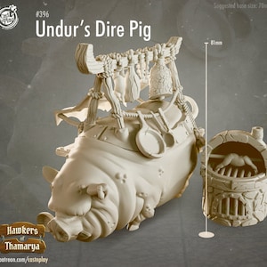 Undur&#39;s Dire Pig - Cast N Play D&D RPG Miniatures: Hawkers of Thamarya (Dungeons and Dragons, Pathfinder, Tabletop Games)