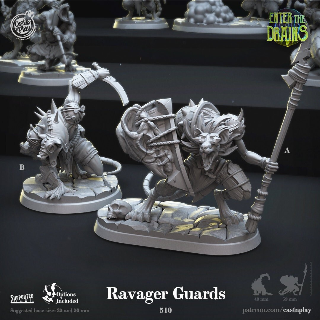 Ente Rpg Ratfolk Ravager Guards Cast N Play D&D RPG Miniatures: Enter the Drains ...