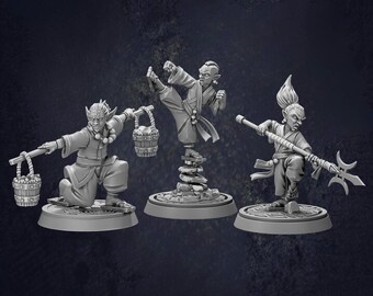 Acolyte Monks Miniatures – D&D RPG Monk Warriors, Fantasy Martial Artist NPCs for Dungeons and Dragons, Pathfinder, Tabletop Wargaming