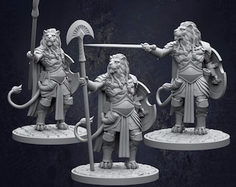 Leonin Kämpfer RPG Miniatur - Aechelon der Furchtlose für D&D, Pathfinder, Fantasy Tabletop, Wargaming