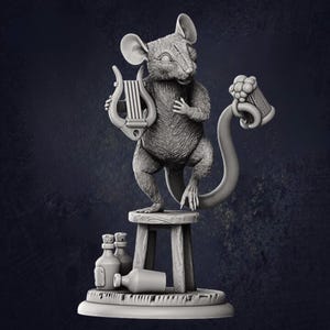 Jerbeen Bard Mouse - D&D RPG Miniature - La Louve 3D (Dungeons and Dragons, Pathfinder, Wargaming, Tabletop Games)