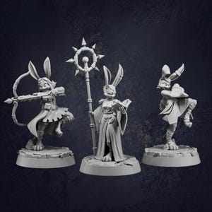 Rabbitfolk Wardens D&D RPG Miniature Cast N Play (Dungeons and Dragons, Pathfinder, Wargaming, Tabletop Games)