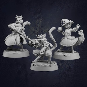 Catfolk Defenders D&D RPG Miniature Cast N Play (Dungeons and Dragons, Pathfinder, Wargaming, Tabletop Games)