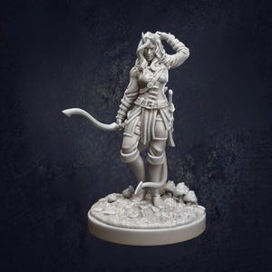 Female Tiefling Ranger Yasmine D&D RPG Miniature Dragon Trappers Lodge (Dungeons and Dragons, Pathfinder, Wargaming, Tabletop Games)