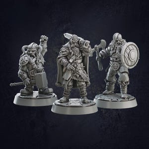 Barbarian Viking Warriors D&D RPG Miniature Cast N Play (Dungeons and Dragons, Pathfinder, Wargaming, Tabletop Games)