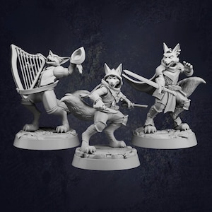 Foxfolk Defenders D&D RPG Miniature Cast N Play (Dungeons and Dragons, Pathfinder, Wargaming, Tabletop Games)