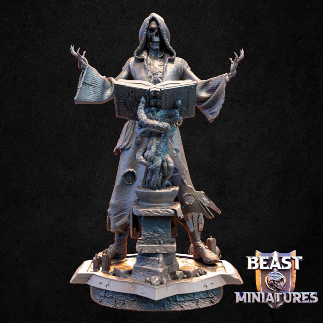 Skeleton Wizard Ghalor Grimdark Mini D&D RPG Miniature Beast Miniatures ...