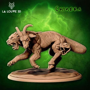 Chimera D&D RPG Miniature - La Louve 3D (Dungeons and Dragons, Pathfinder, Wargaming, Tabletop Games)