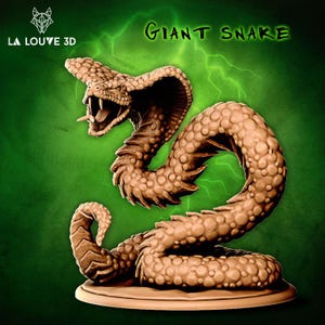 Giant Snake D&D RPG Miniature - La Louve 3D (Dungeons and Dragons, Pathfinder, Wargaming, Tabletop Games)