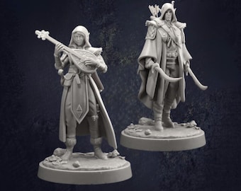 Elves Bard and Rogue - Dragon Trappers Lodge D&D RPG Miniatures (Dungeons and Dragons, Pathfinder, Wargaming, Tabletop Games)
