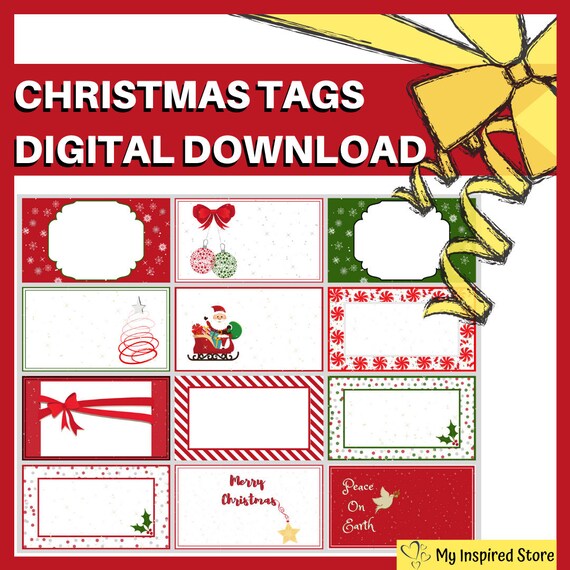 Christmas Gift Tags, Gifts, Printable PDF, Print Yourself, Unique,  Handmade, Original, Gift Tag Sets 