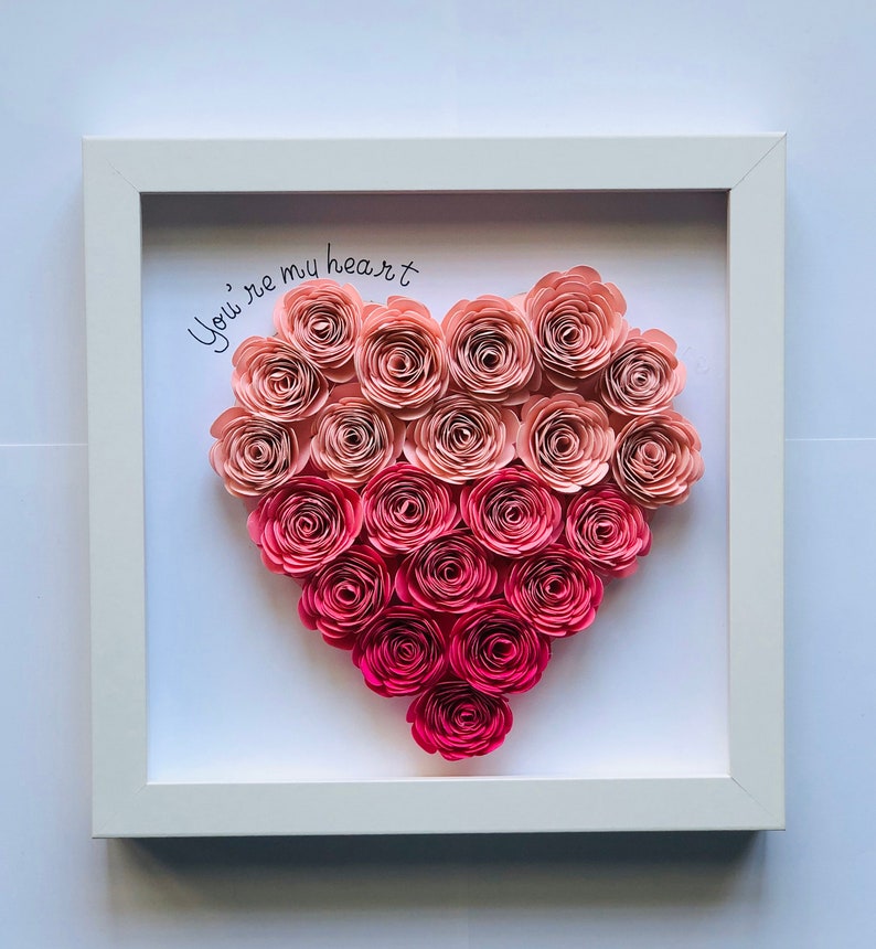 Download Valentines Day Flower Heart Shadow Box Ombré Heart | Etsy