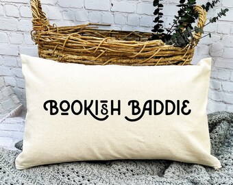 Cute Canvas Tote | Bookish Baddie | Lumbar Canvas Pillow Cover | Book Worm Gift | Fun Throw Pillow